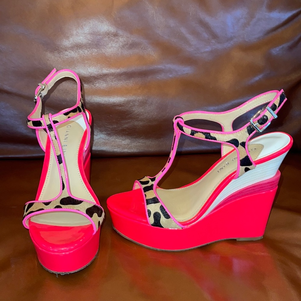 Gianni Bini - Pink and leopard wedges size 7.5